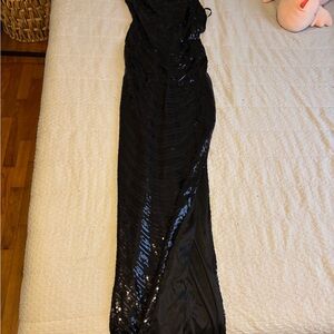 Windsor Black Sequin One Shoulder Gown